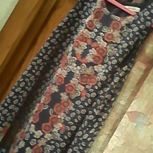 Flowered Navy blue top